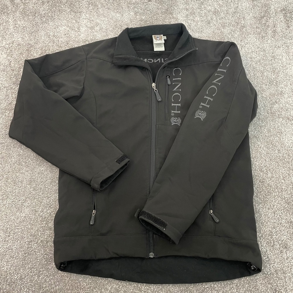Cinch Jacket Mens Extra Small Softshell Fleece Full Zip Black Logo